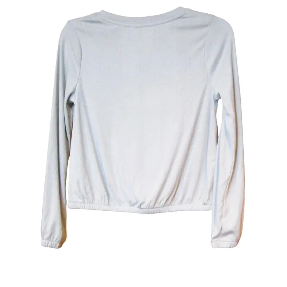 Cat & Jack Girl's Gray Pullover Top Long Sleeve Pleated Knit Size Small 6/7